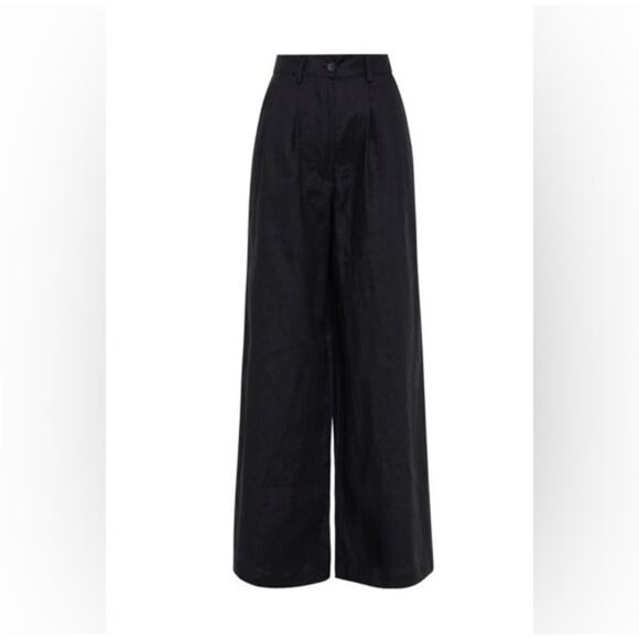 Anthropologie Faithful The Brand Circa Pant Black Linen Wide Leg Minimalist Chic - Picture 2 of 13